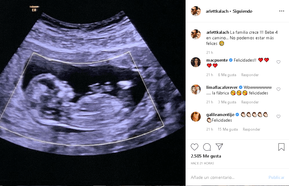 Sin dar más detalles de los meses de gestación, Kalach escribió: "¡La familia crece! 
<b>Bebé 4 en camino</b>... No podemos estar más felices".