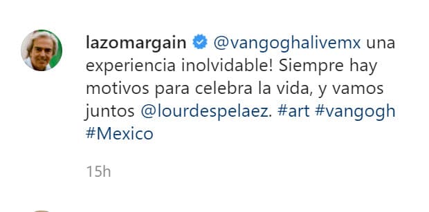 "Siempre hay motivos para celebrar la vida, y 
<b><a href="https://www.instagram.com/p/CHtlq99HXYT/" target="_blank">vamos juntos Lourdes Peláez</a></b>", escribió Lazo. 
<br>