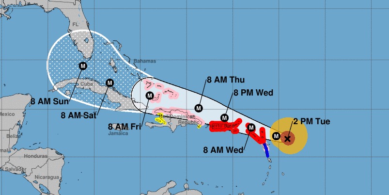 El huracán Irma de categoría 5 avanza hacia Puerto Rico y EEUU con vientos de 185 millas por hora 