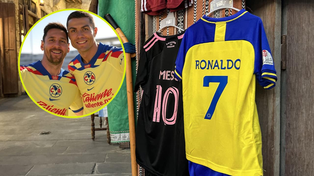 Messi y Cristiano posan con la playera del América previo a la Final