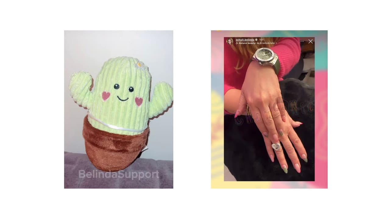 Mamá de Belinda habría decorado sus uñas con la imagen de un cactus en apoyo al lanzamiento del próximo álbum de su hija.