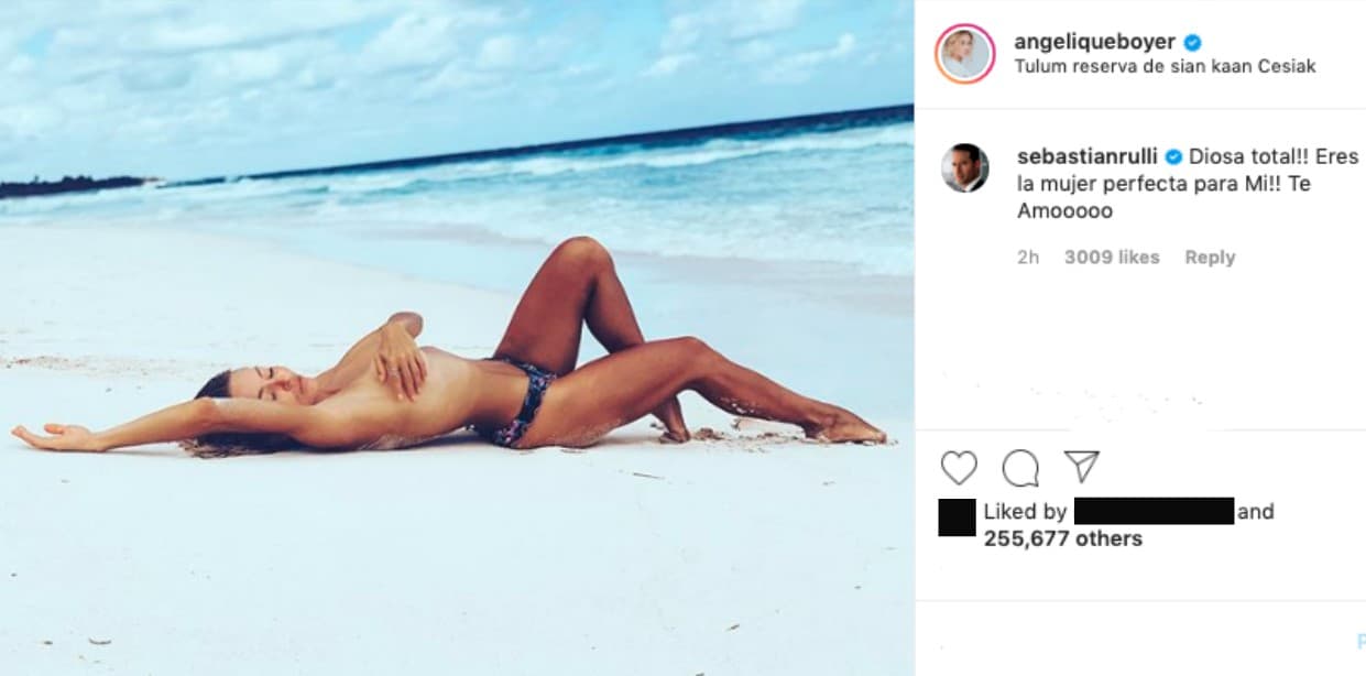 Aunque
<b> </b>no ha posado completamente desnuda, 
<b><a href="https://www.univision.com/famosos/aunque-habia-dicho-que-no-lo-haria-angelique-boyer-arranca-el-ano-toples-en-instagram-fotos">sí ha hecho una suerte de toples</a></b>, como en esta imagen que compartió en Instagram el 6 de enero durante sus vacaciones en la Riviera Maya, para celebrar la llegada de 2020.
<br>