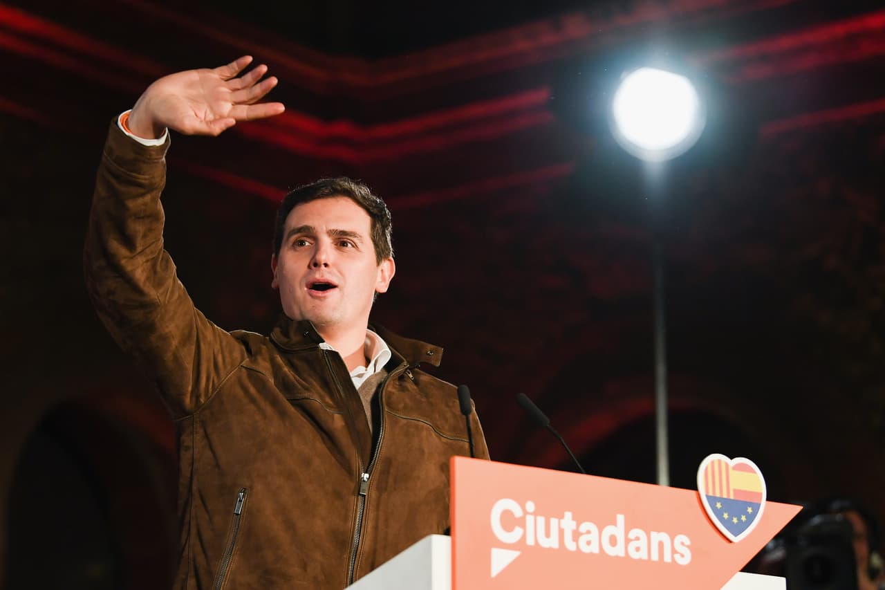 El candidato del partido liberal de derecha Ciudadanos, Albert Rivera, en un acto en Barcelona.