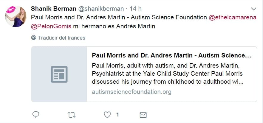 Shanik insistió que conoce el tema, y mencionó que su hermano es un médico especializado en autismo.