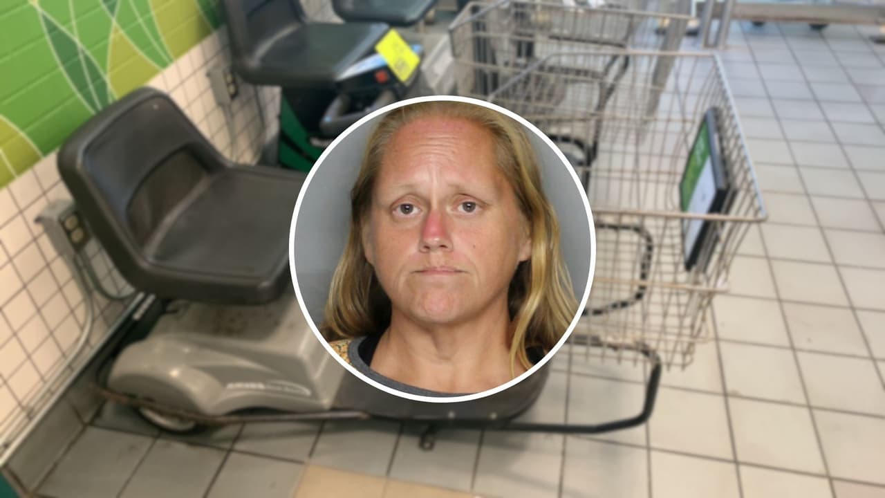 Mujer roba carrito motorizado de Publix para ir a una cita médica y lo abandona en gasolinera