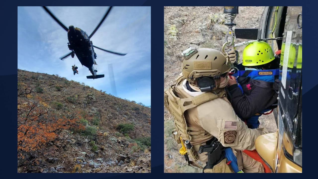 Era una mujer migrante quien ya no podía caminar más del cansancio, según las autoridades. 
<a href="https://www.cbp.gov/newsroom/local-media-release/video-release-us-border-patrol-and-air-and-marine-operations-locate-and" target="_blank">La mujer estaba a 13 millas de la frontera, en las montañas Baboquivari</a>. 
<br>