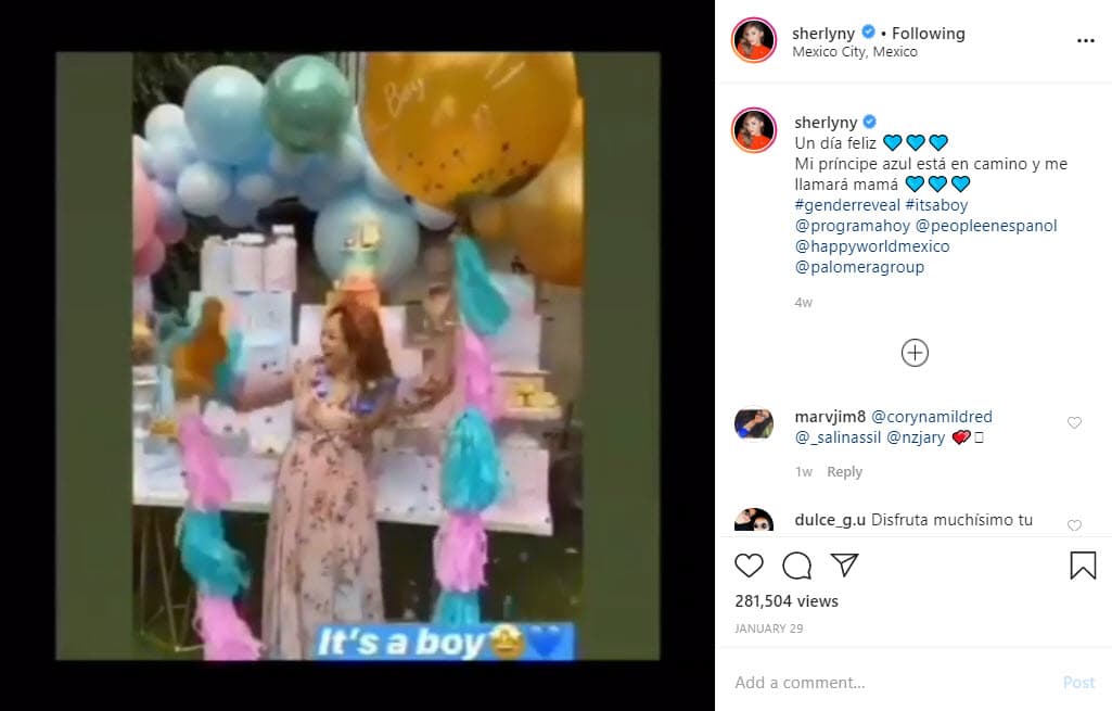 "
<b><a href="https://www.univision.com/famosos/sherlyn-revela-el-sexo-de-nuestrobebe-y-resulta-que-su-sobrino-diego-le-atino-video">Voy a ser mamá de un príncipe</a></b>. El día no pudo ser más hermoso y lleno de bendiciones gracias a todos por hacerlo posible, el amor de mi vida crece dentro de mí y pronto podré decirle te amo a los ojos", se lee.
<br>