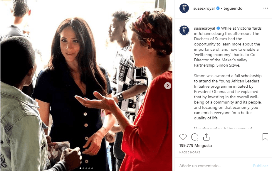 La duquesa de Sussex también aprendió sobre la importancia de la “economía de bienestar”, se agregó en otra publicación de Instagram.