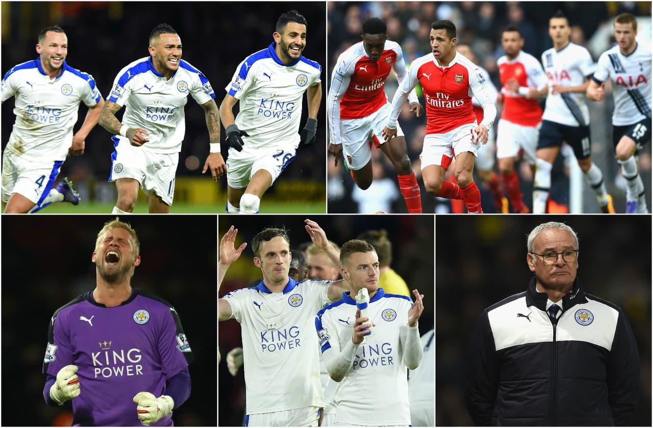 Entonces la ventaja se hizo más grande cuando el Tottenham empató 2-2 contra el Arsenal gracias a un gol de Alexis Sánchez para sumar 55 y 52 puntos respectivamente, al tiempo que el Leicester vencía al Watford a domicilio para postrarse en lo más alto de la Premier con 60 unidades. Al final de la jornada, el técnico Claudio Ranieri declaraba: “Estamos luchando por el título porque es una competición un poco loca en la que puede pasar de todo”.