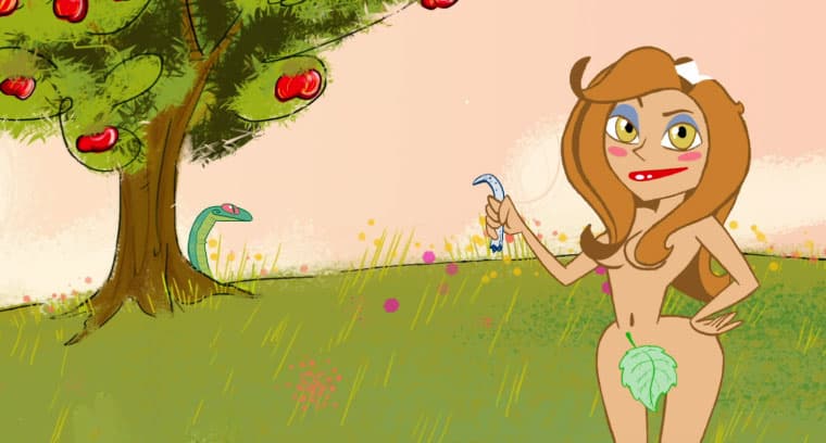 Como una Eva que se arranca su costilla en el paraíso.