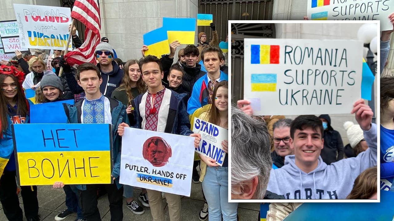 La comunidad ucraniana y ciudadanos de diferentes países tomaron las calles de Raleigh, Carolina del Norte.