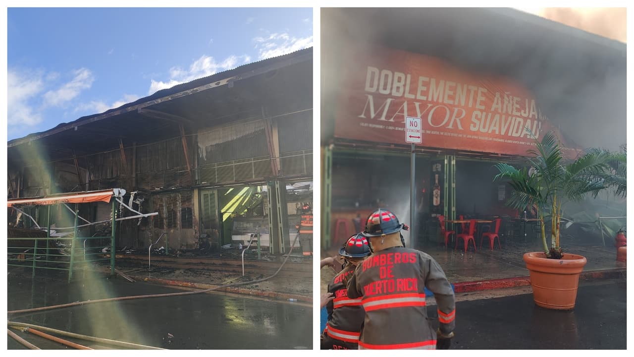 Bomberos controlan incendio en La Placita de Santurce; cuatro negocios afectados