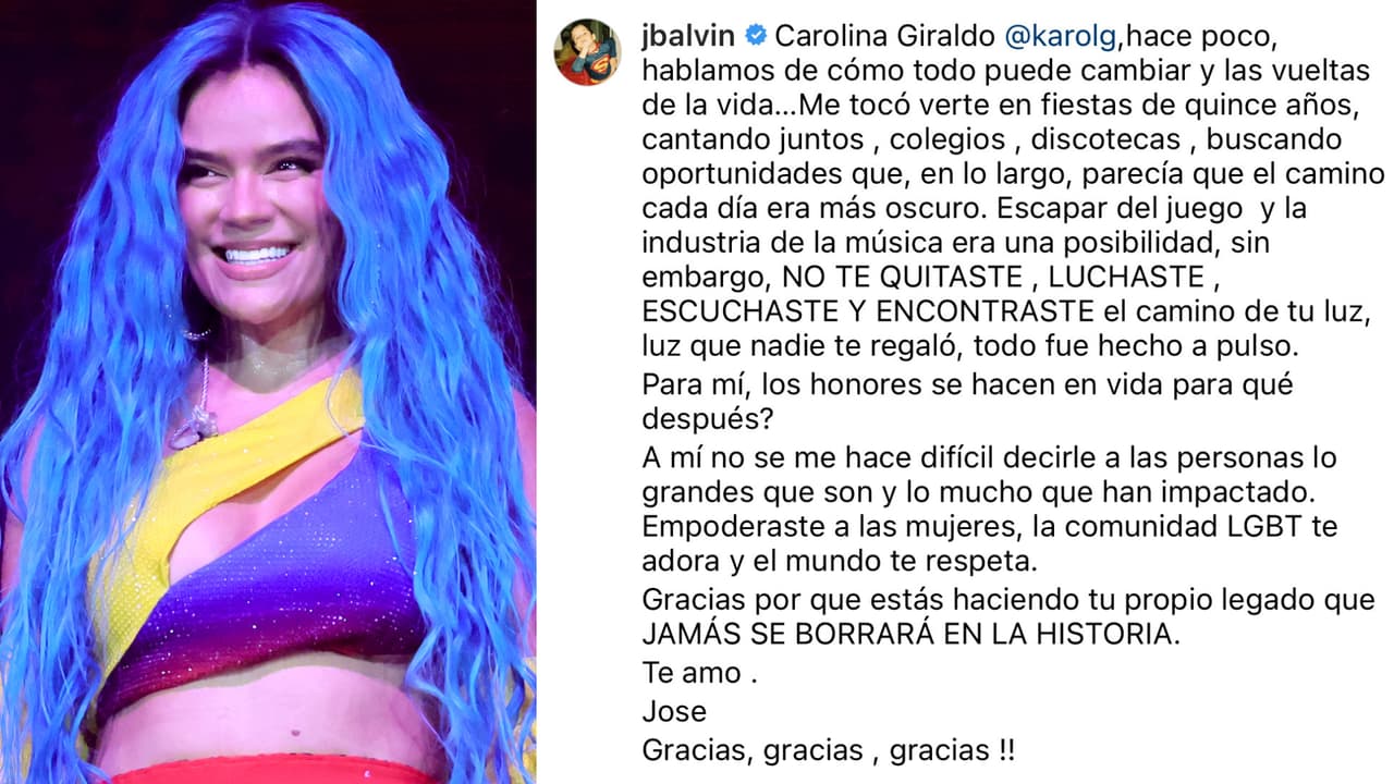 Este fue el mensaje que J Balvin le escribió a Karol G tras su presentación en Coachella y la reacción de su ex Anuel AA.