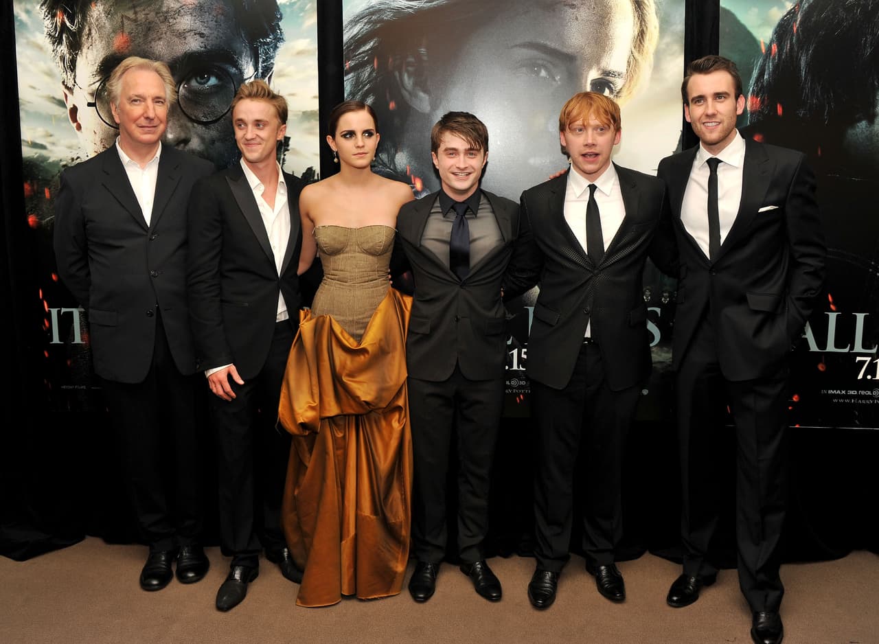 Con Alan Rickman, Tom Felton, Emma Watson, Daniel Radcliffe y Rupert Grint.
