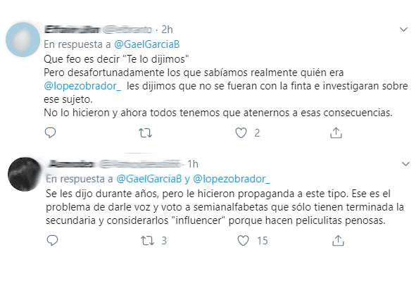 "Te lo dijimos" comentaron diversos usuarios, a manera de reclamo, por brindar su apoyo al actual presidente de México.