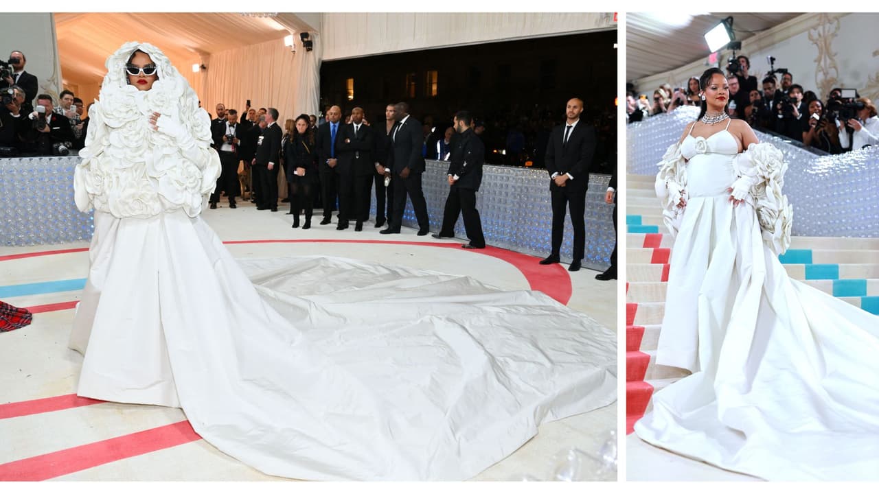 Rihanna una vez más sorprendio en la alfombra roja de la Met Gala.