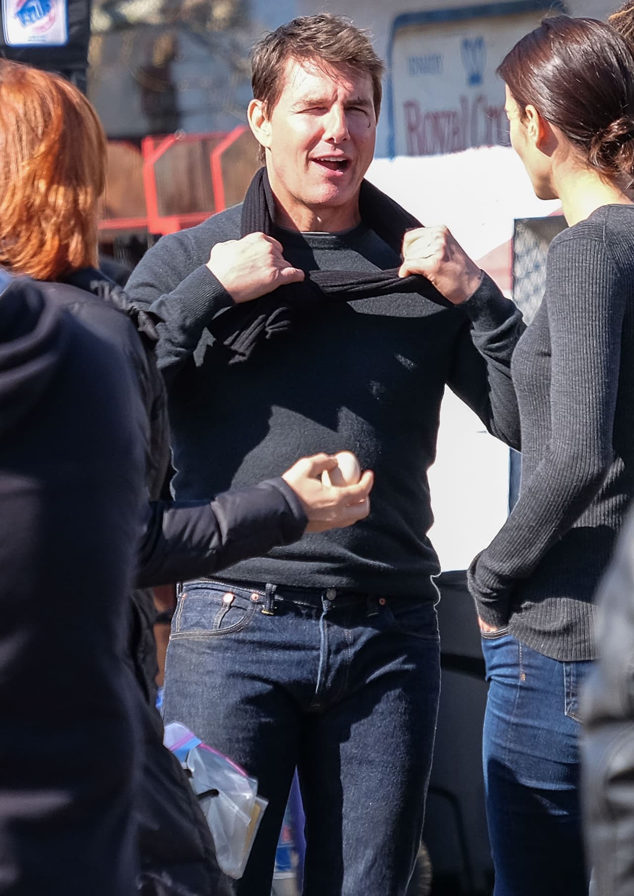 Instantes después el actor se preparó para sus siguientes escenas.