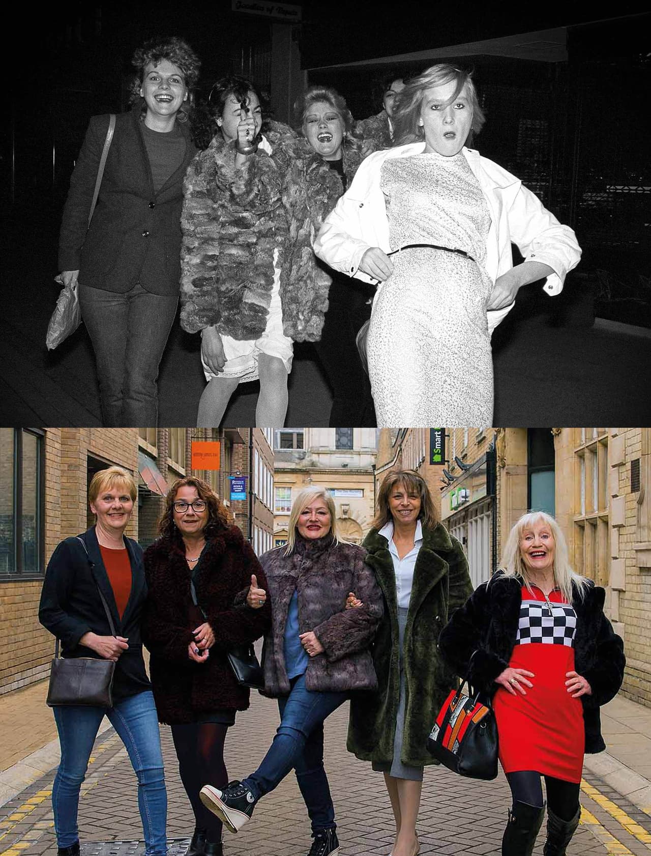 Cuando llegó la pandemia en 2020 Porsz tuvo que parar de trabajar porque no podía exponerse al covid-19, ya que su esposa se encuentra en tratamiento de Cáncer de mama. “Me tomé un tiempo libre y volví a mirar mis fotos viejas”, explicó el fotógrafo.
<br>
<br>La primera de estas fotos fue tomada en 1980 y muestra a las amigas Amanda, Pamela, Lisa, Carmelina y Karen vistiendo sus abrigos de piel en el centro de Peterborough. Karen, quien falleció a los 47 años (primera de derecha a izquierda) falleció a los 47 años y para la reunión fue sustituída por su hermana, Helen.
<br>