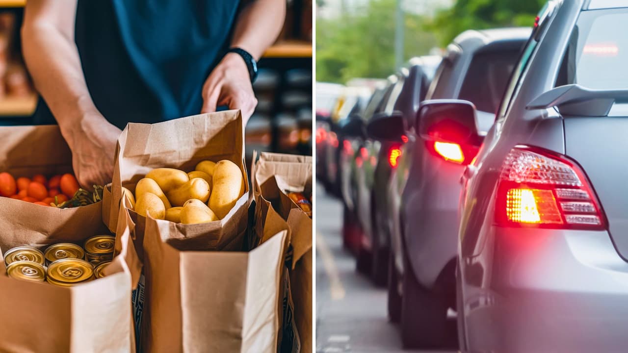 Distribución de alimentos gratis en el norte de Texas.