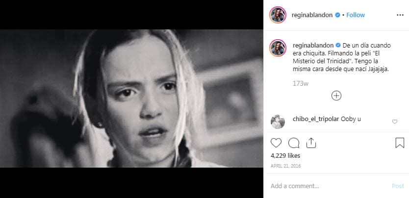 La actriz debutó en el cine con la cinta 'El misterio del Trinidad' (2003), protagonizada por Eduardo Palomo y Rebecca Jones. Con esta producción, Regina fue nominada al Ariel por Mejor co-actuación femenina.