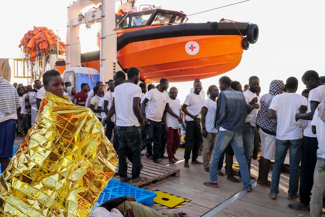 Migrantes rescatados en las costas de Libia