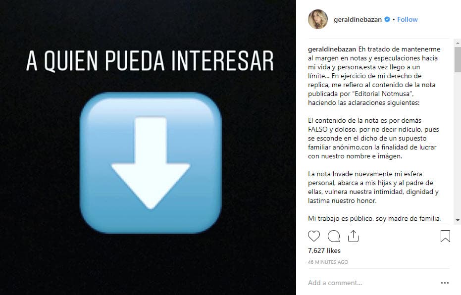 Aunque no quería entrar en esta polémica, decidió hablar a través de un comunicado en sus redes sociales.