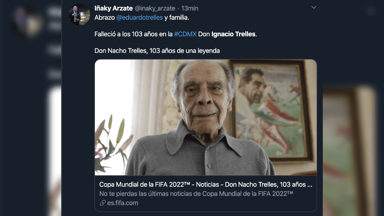Así reacciona el mundo futbolístico ante el fallecimiento de Ignacio Trelles a sus 103 años.