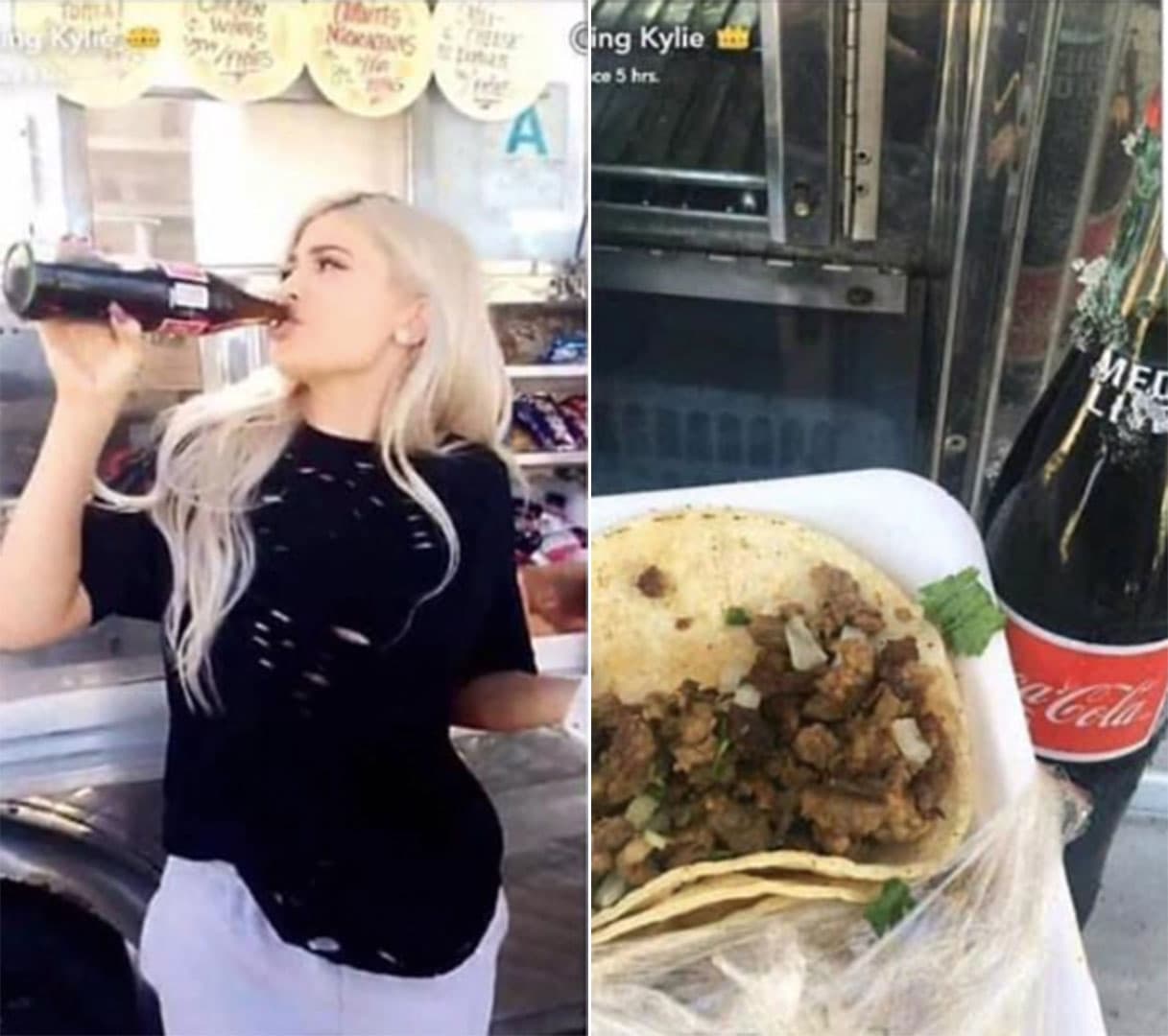 <b>Kylie Jenner</b>: es una fanática de los tacos y así lo dejó ver en su más reciente publicación en snapchat. Además le dedico un show a su programa mensual de cocina el plato mexicano.