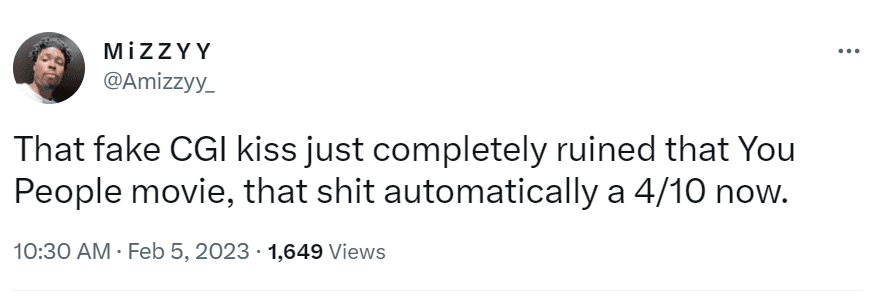 Reacción de fan a beso hecho con CGI en 'You People'
