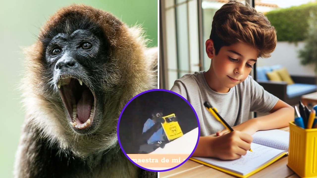 Mono se roba la tarea de un niño y mamá lo graba para que la profesora le crea: video viral
