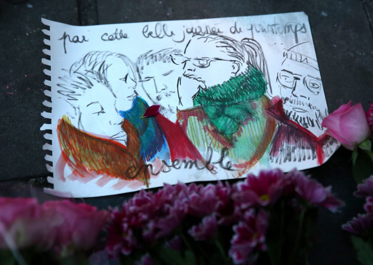 Un dibujo hecho en una hoja de papel fue dejado en una de las ofrendas en Bélgica.