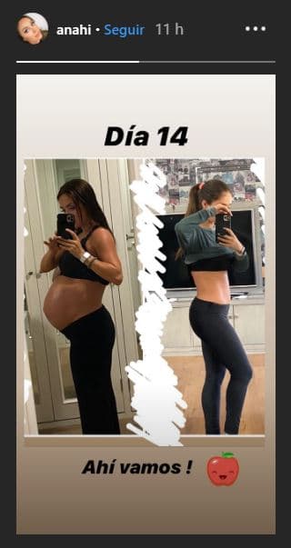 Este fin de semana Anahí compartió una imagen en sus historias de Instagram donde mostró cómo luce su abdomen tan solo 14 días después del nacimiento de Emiliano.