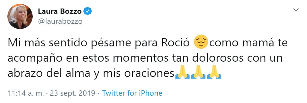 A pesar de la enemistad que existe entre Laura Bozzo y Rocío, la peruana se solidarizó con la conductora mexicana y le envió un mensaje de aliento a través de Twitter.