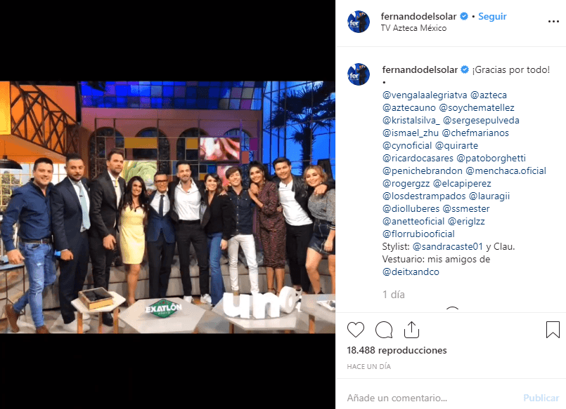 “¡Gracias por todo!”, comentó Fernando en la publicación en la que citó a los miembros del programa.