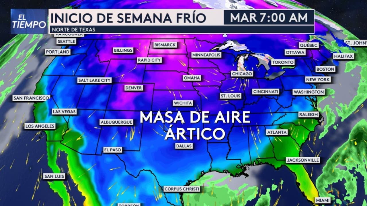 Una masa de aire ártico es lo que ha provocado la baja en las temperaturas, de hecho se espera que también alcance al sur de Texas e incluso se extienda por el norte de México en estados como Coahuila, Chihuahua, Nuevo León y Tamaulipas.