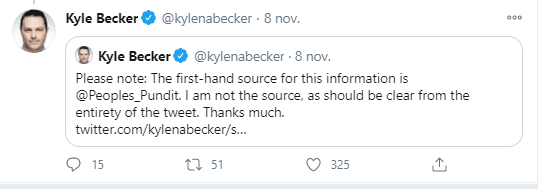 Captura de pantalla tomada de Twitter el 9 de noviembre de 2020.