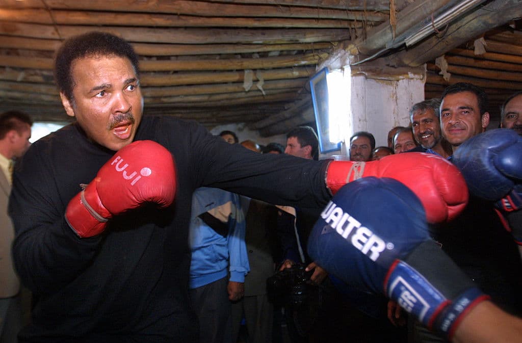 Ali during a mission as the 'U.N. Messenger of Peace' in Kabul, in 2002