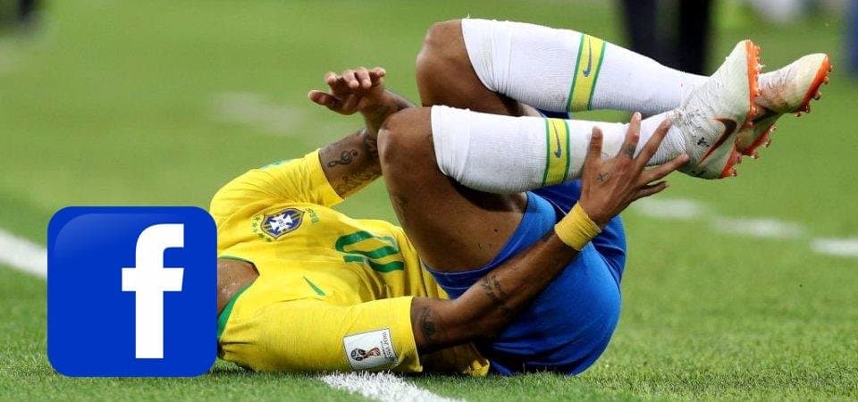 Una de las caídas de Neymar en el Mundial es comparada con la de Facebook.