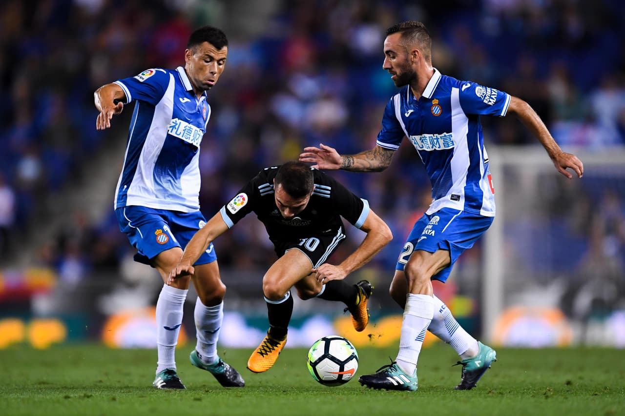 15: Iago Aspas (centro) ha marcado 9 goles para Celta de Vigo, que sumados a los 8 de Maximiliano Gómez y a los 2 de Daniel Wass dejan al trio de ataque de ee cuadro español con 19 tantos.