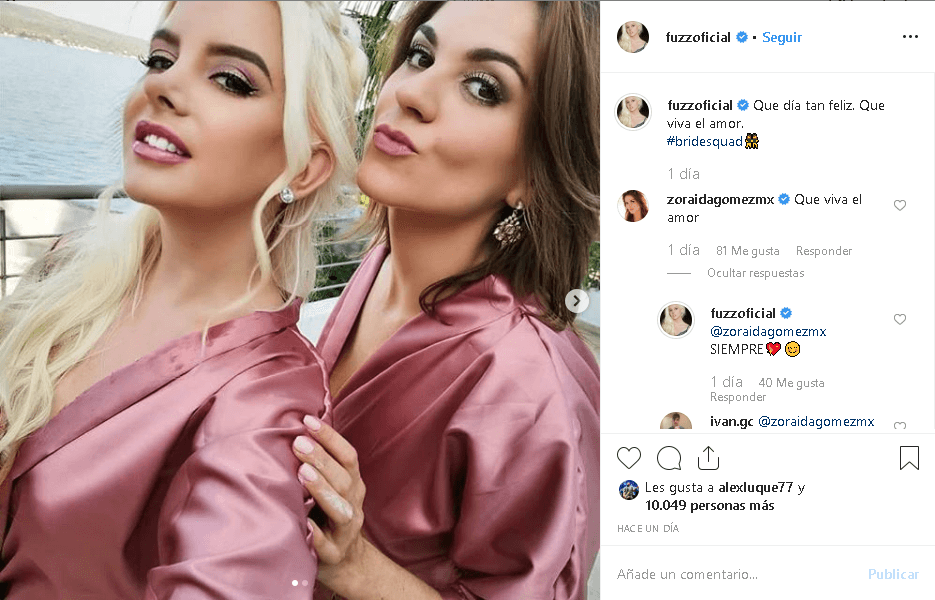 Ambas actrices formaron parte de las damas de honor de Dulce María: "Qué día tan feliz. 
<b><a href="https://www.univision.com/radio/raul-brindis/se-filtran-fotos-y-chismes-de-la-boda-de-dulce-maria-con-paco-alvarez-video" target="_blank">Qué viva el amor"</a></b>, escribió Malo en su cuenta de 
<b><a href="https://www.instagram.com/p/B4vnNyqFUfH/" target="_blank">Instagram</a></b> al lado de una foto con Gómez.