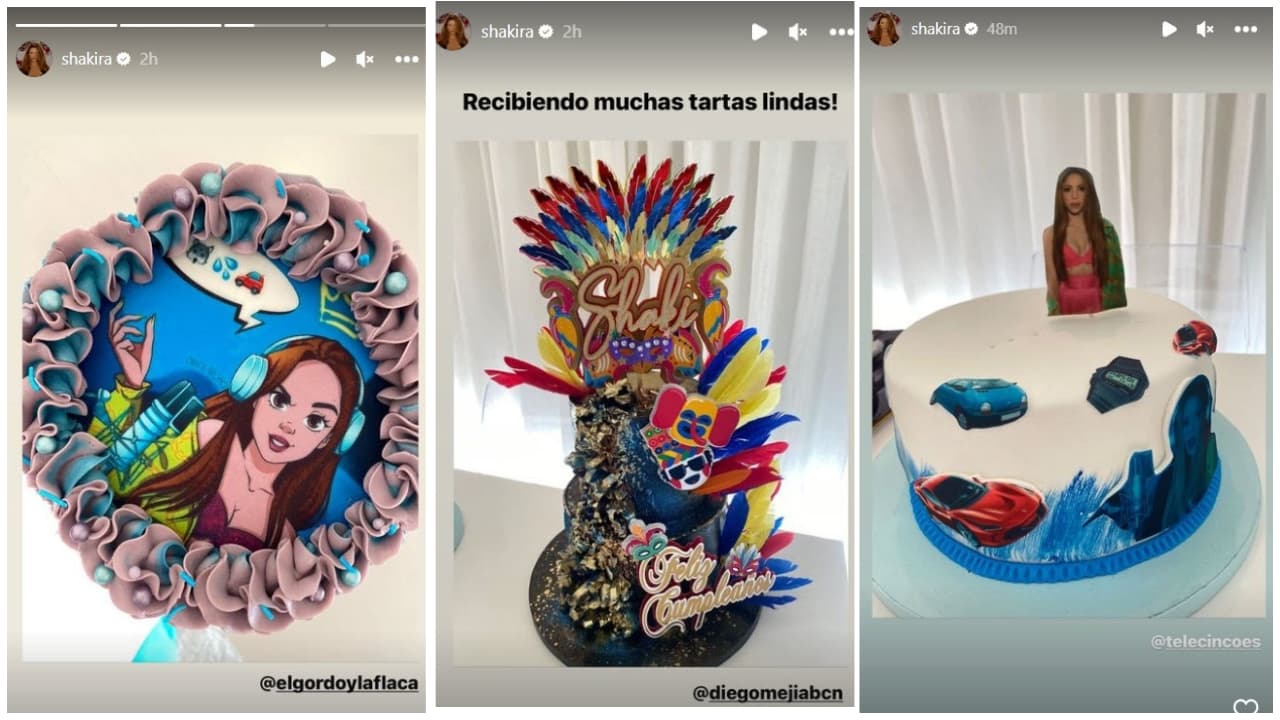 A lo largo del día también
<a href="https://www.univision.com/famosos/shakira-pastel-cumpleanos-pique-foto">recibió algunos pasteles</a>, como el que le envió el programa El Gordo y La Flaca (primera imagen).