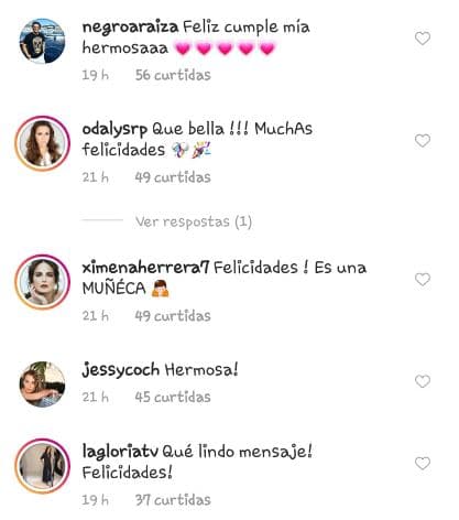 Raúl Araiza, Odalys Ramírez, Ximena Herrera, Jessica Coch y la conductora Gloria Calzada se sumaron a las felcitaciones para Mía Rubín.