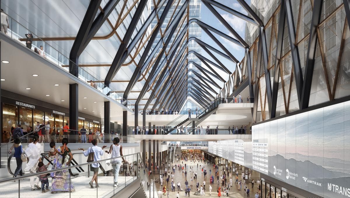 Esta alternativa eliminaría el 40% del nivel superior para que todos los vestíbulos públicos pudieran tener dos o tres pisos de altura, lo que daría lugar a un espacio más abierto y aireado en toda la estación, con mejores líneas de visión y un acceso más directo tanto a las vías como a los andenes, así como a las entradas y salidas de la estación.