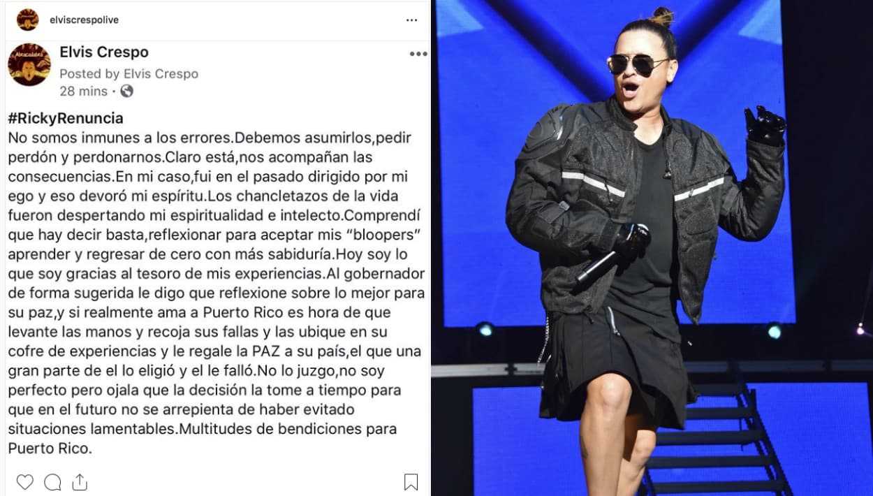 El merenguero 
<b><a href="https://www.univision.com/especiales/latin-grammy/elvis-crespo-confiesa-por-que-se-canso-de-suavemente-y-como-se-reconcilio-con-su-gran-exito">Elvis Crespo</a></b> , por su parte, le pidió al gobernador Rosselló que le regale paz a la isla.