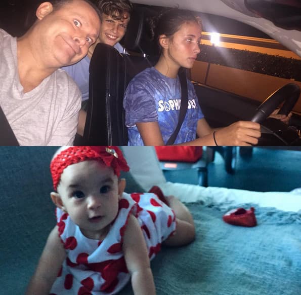 Alan Tacher: "Y asiiiiiii las cosas ... Una que quiere gatear #bebemichelle y otra que quiere manejar @hannahtacher .. Las cosas hermosas de la vida!!! Cada momento es un recuerdo inolvidable!! Las amoooooooo!!!!!". (Noviembre 24, 2015)