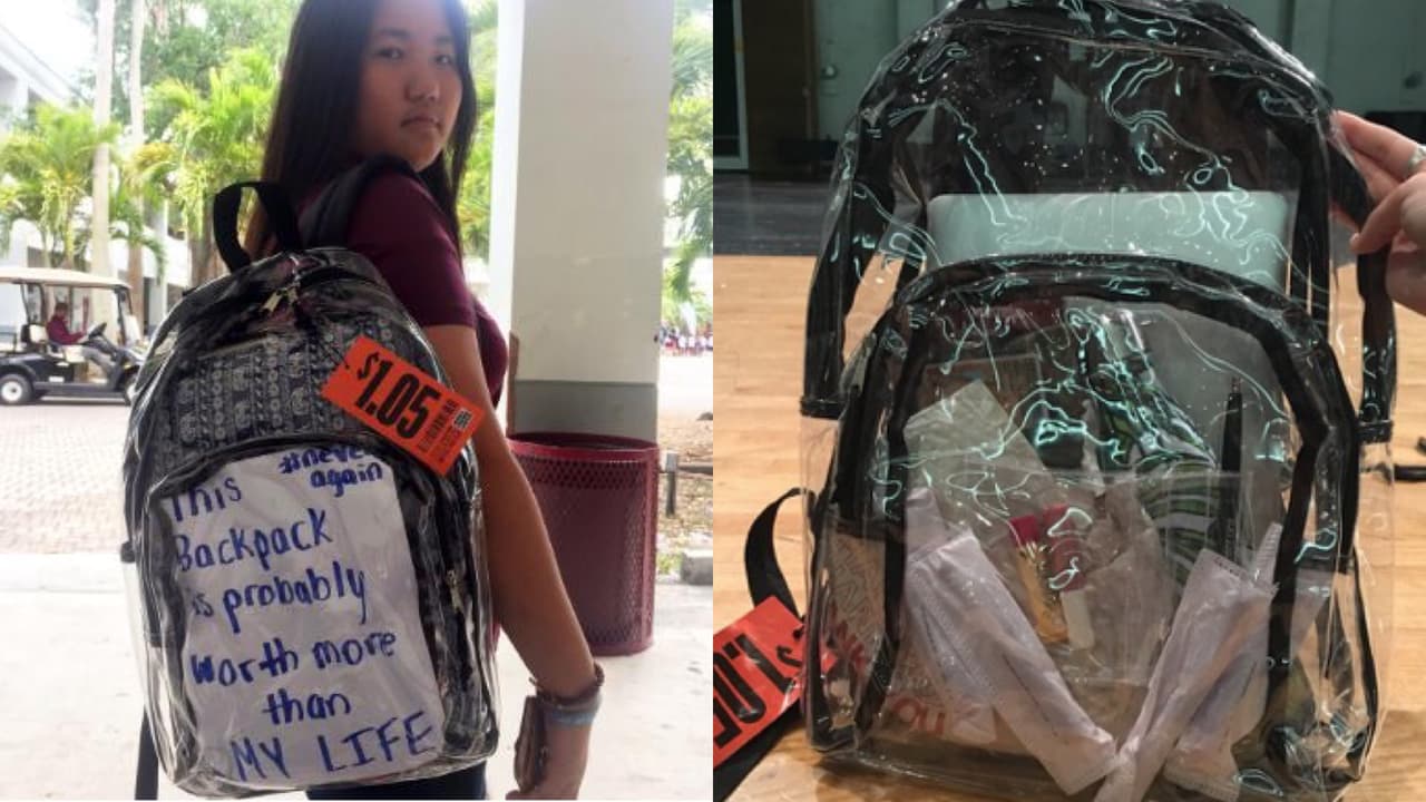 (FOTOS) Las mochilas transparentes crean ira entre estudiantes