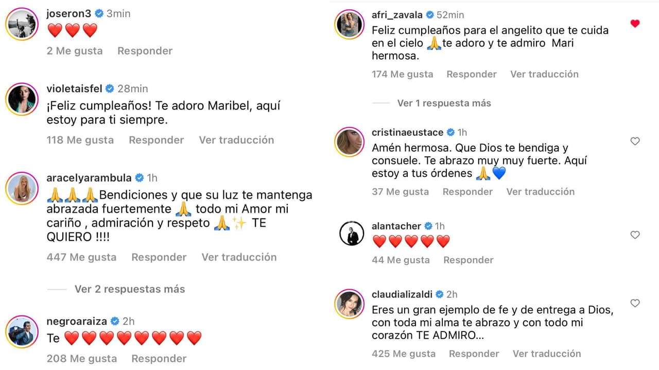 Varios famosos reaccionaron al conmovedor mensaje que Maribel Guardia dedicó a su hijo Julián en el que habría sido su cumpleaños.