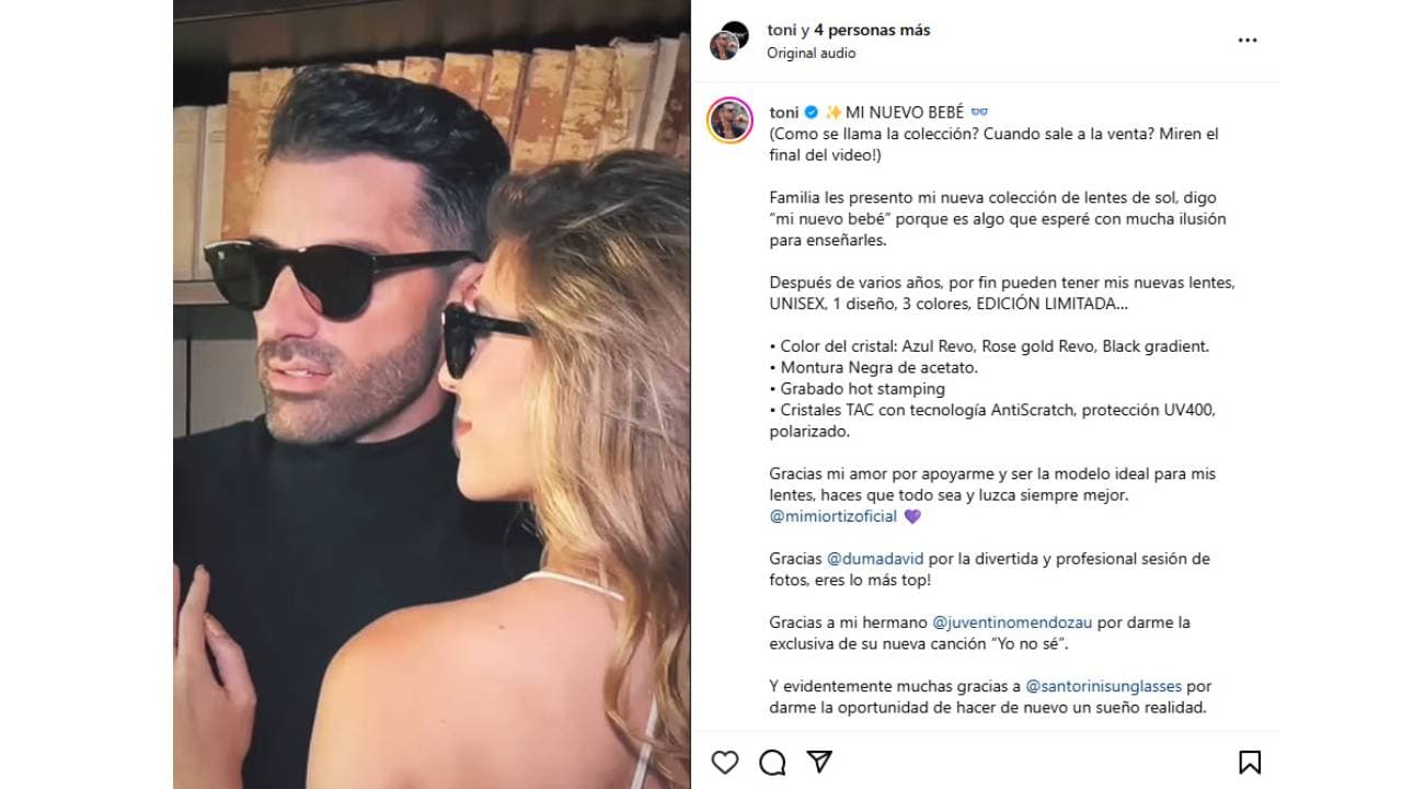 Toni Costa lanza su línea de lentes de sol y su novia Mimi Ortiz fue su modelo.