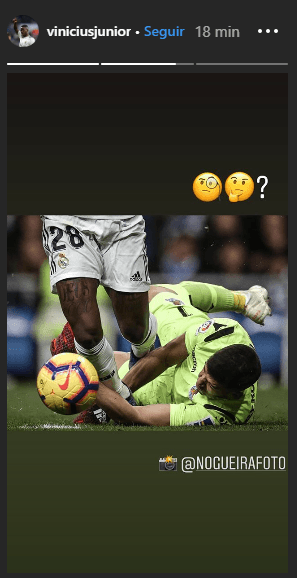 Vinicius Junior se pregunta en su historia de Instagram por la jugada.