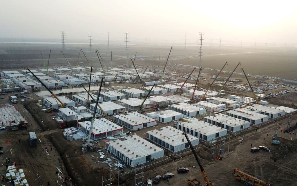 Una imagen tomada el 16 de enero de 2021 del campo de cuarentena covid-19 en Shijiazhuang, China.
